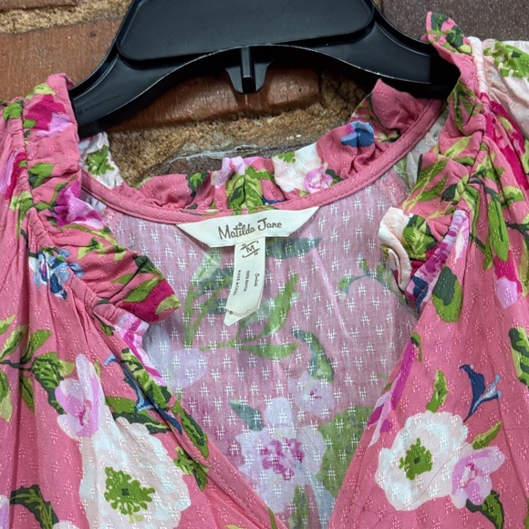 Matilda Jane Enchanted Garden‎ Pink Floral Tiered Dress Size Medium - Picture 2 of 3